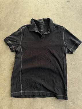 Calvin Klein Jeans Men's Slub Knit Polo Shirt Black Size Large